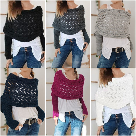 Poncho tricotat openwork pentru femei