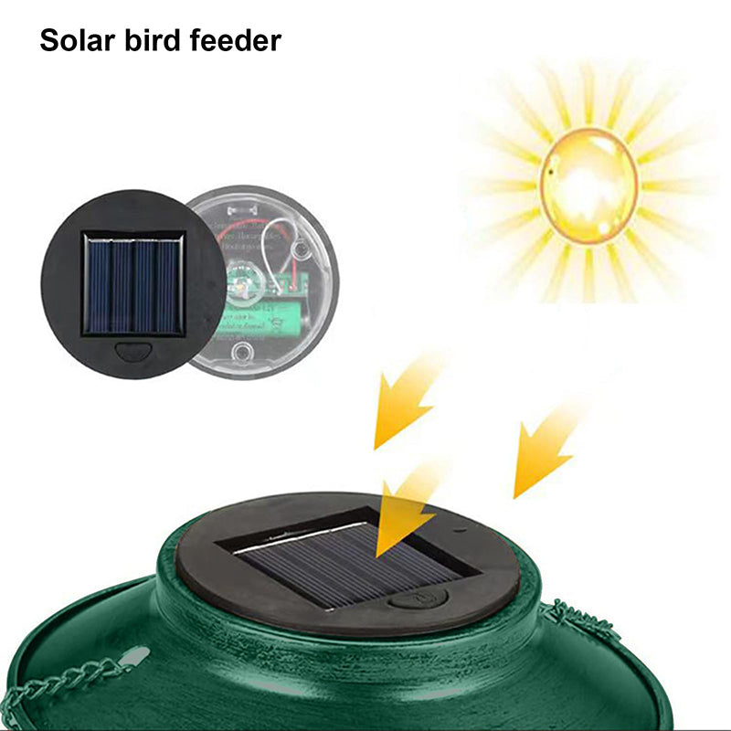 🦜🐦Alimentator solar de păsări din metal suspendat pentru exterior