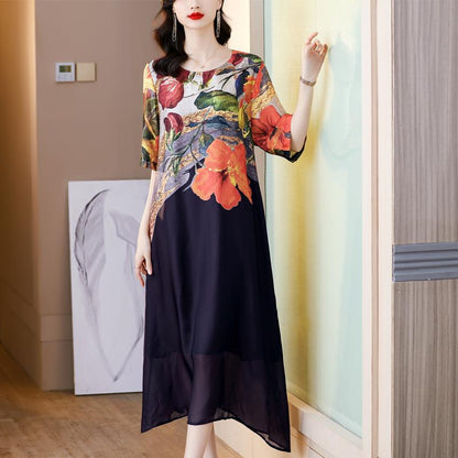 Rochie elegantă pentru femei de dimensiuni mari cu imprimeu floral