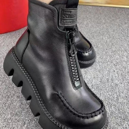 👢 Cizme scurte calde pentru femei în stil retro din piele PU